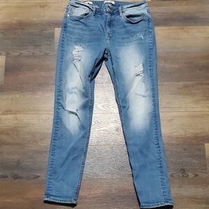 Vigoss Thompson Tomboy Blue Skinny Jeans with Distressed Fading